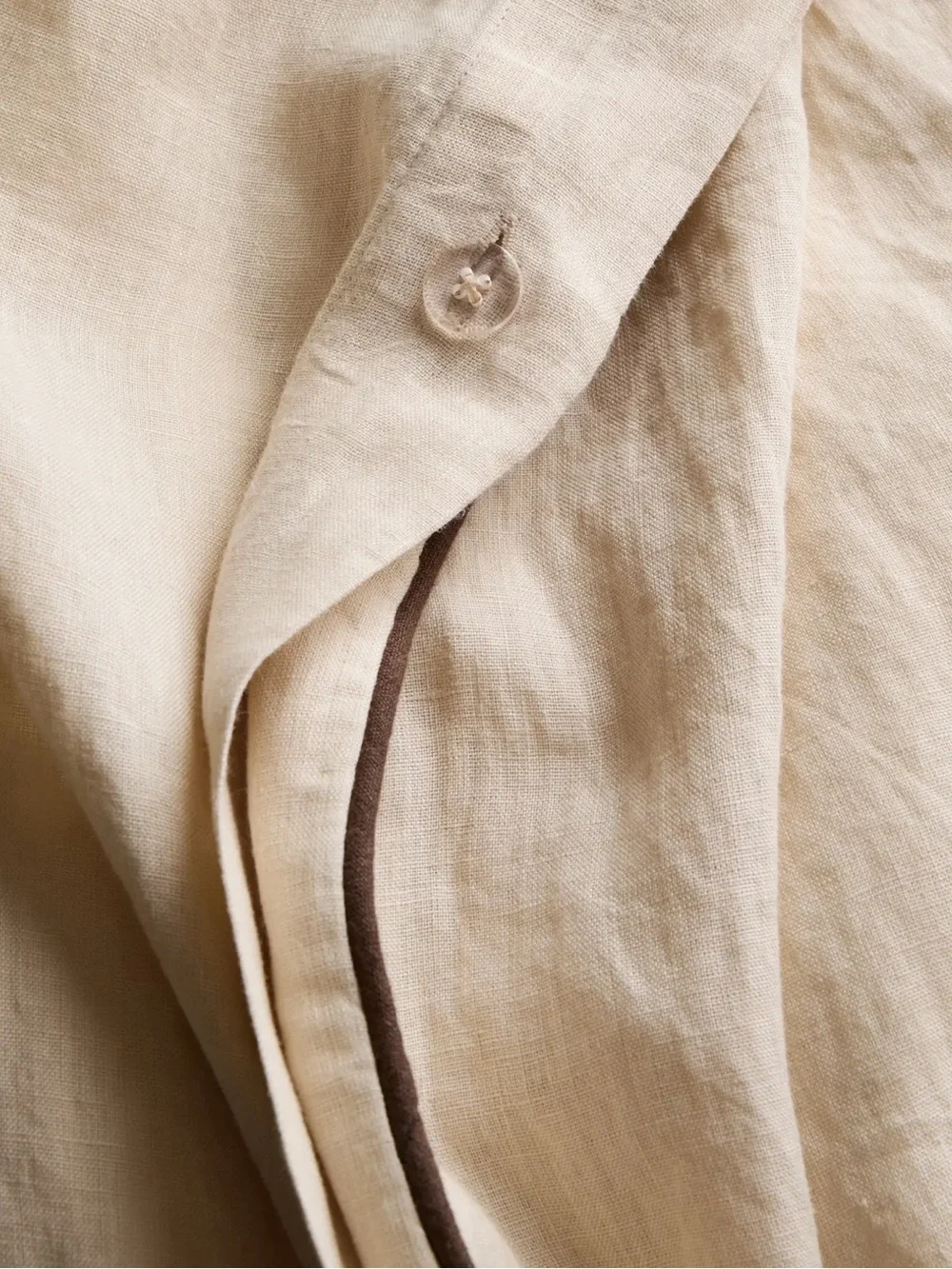 NWT Quince Luxury European Linen Oat/Espresso Piped Duvet Cover!